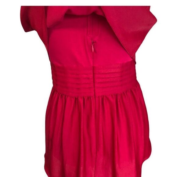 BCBGMaxAzria Celline Flowy Blouse in Sangria Red - Neck Tie - Sz S - Picture 9 of 12